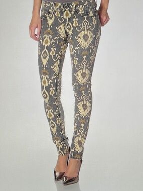 Sold Design Lab Soho Super Skinny Jeans African Totem Print Sz 28